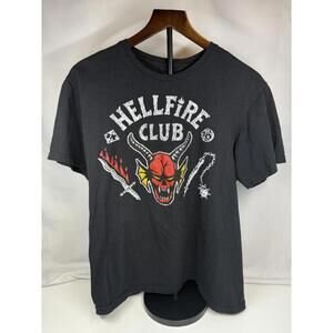 Stranger Things Hellfire Club Shirt Mens Medium Black Graphic Tee Netflix Sci-Fi